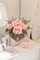 Spring Table Top Decor – 8" Artificial Flower Arrangement in Wooden Vase, Faux Roses, Peonies & Hydrangeas for Table, Living Room & Home Centerpieces (Dusty Pink)
